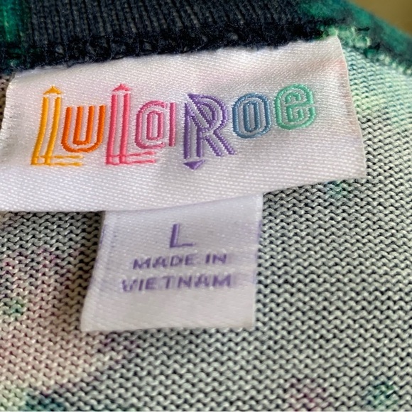 NWT LuLaRoe Caroline Sz Large Cardigan Open Sweater Duster Blue Cactus Print - Picture 7 of 8